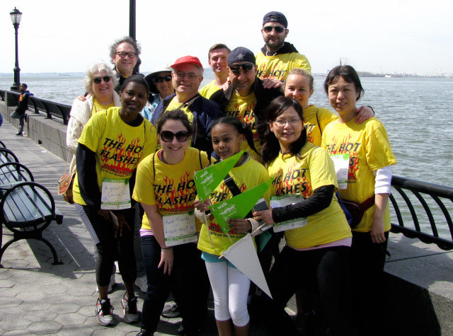 Picture of the Hot Flashes team walkinbg along the Hudson in 2015